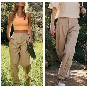 Free People FP Movement Mesmerize Me Cargo Pants Taupe Womens Extra Small XS